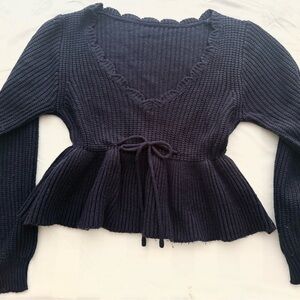 Navy Knit Peplum Sweater
